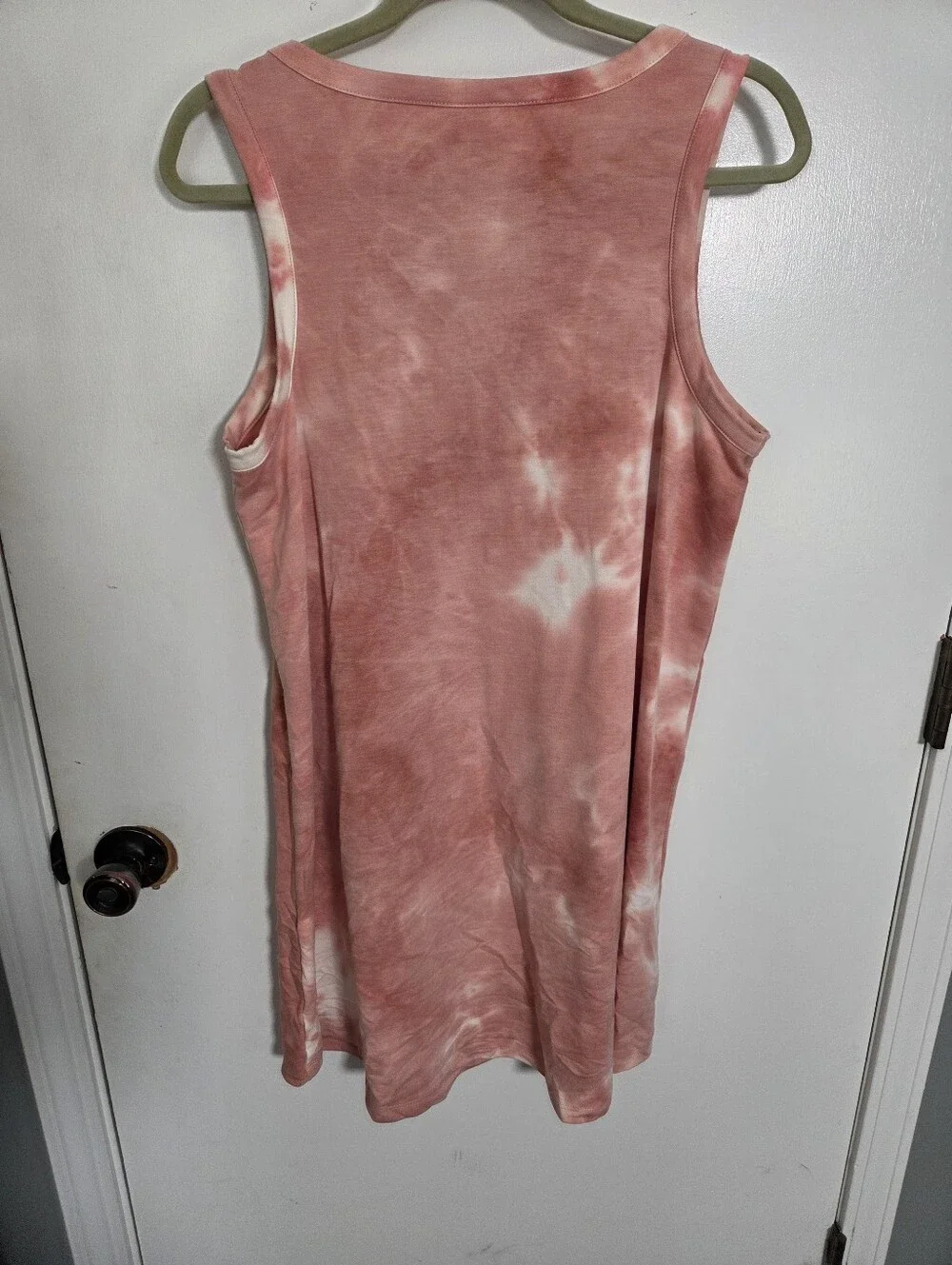 Wonderly Studio Pink Tie Dye Sleeveless Shift Dress L Crew Neck Summer Hippie